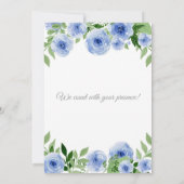 Watercolor Blue Flowers Baby Shower Invitation Kaart (Achterkant)