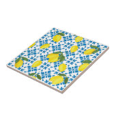 Watercolor Blue French Country Lemon Pattern Tile Tegeltje (Zijkant)