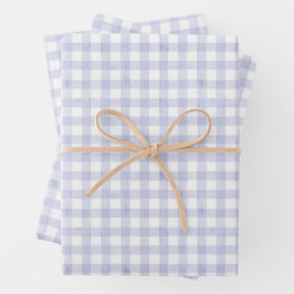 Watercolor Blue Gingham Inpakpapier Vel