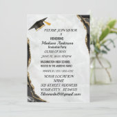Watercolor Blue Gold Marble Agate Graduation Party Kaart (Staand voorkant)