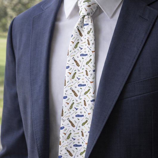 Watercolor Blue Green Golf Pattern Necktie Stropdas