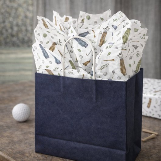 Watercolor Blue Green Golf Pattern Tissue Paper Tissuepapier