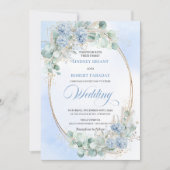 Watercolor Blue Hydrangea Botanical Wedding Invite Kaart (Voorkant)