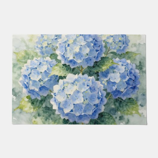 Watercolor Blue Hydrangea Bouquet Deurmat (Voorkant)