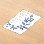 Watercolor Blue Leaves Gold Wedding Invitation Acryl Uitnodigingen (Laagn)