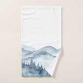 Watercolor Blue Mountains Trees Bad Handdoek (Handdoek)