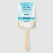 Watercolor Blue Ocean Beach Wedding Program Fans Handwaaier (Voorkant)