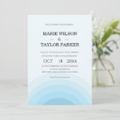 Watercolor blue Rainbow wedding Invitation Kaart (Staand voorkant)