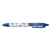 Watercolor Blue Roses Custom Name  Blauwe Inkt Pen (Bodem)