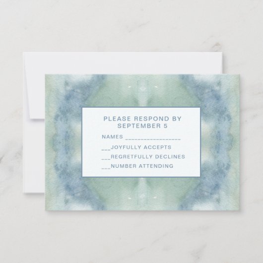 Watercolor Blue RSVP Card Boho Hippie (Voorkant)