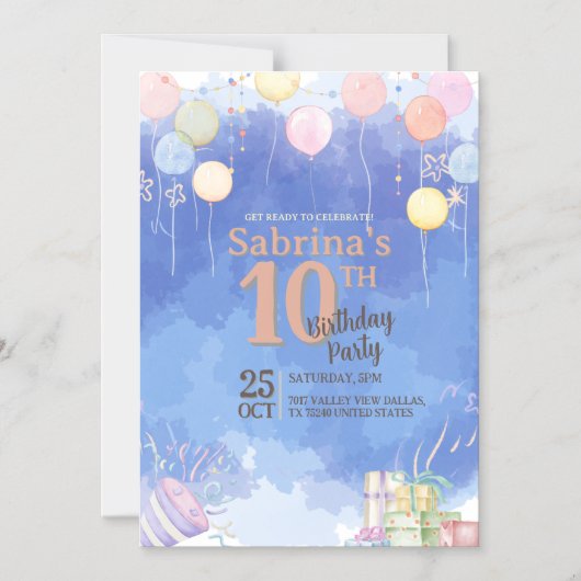 Watercolor Blue Sky Balloon Magnetic Card Magnetische Uitnodiging (Voorkant)