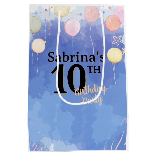 Watercolor Blue Sky Medium Cadeauzakje (Achterkant)