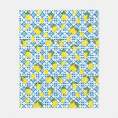 Watercolor Blue Tile Yellow Lemon Watercolor Fleece Deken (Voorkant)