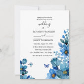 watercolor blue wedding Invitation Kaart (Voorkant)