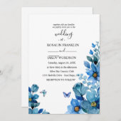 watercolor blue wedding Invitation Kaart (Voorkant / Achterkant)