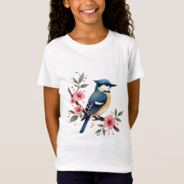 Watercolor Blue & White Bird T-Shirt