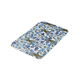 Watercolor Blue Wildflowers Bohemian Chic Badmat