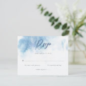 Watercolor Blue Winter Wedding RSVP Card (Staand voorkant)