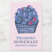 Watercolor Blueberry Basket Custom Homemade Jam Voedselcontainer Etiket (Enkel label)
