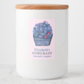 Watercolor Blueberry Basket Custom Homemade Jam Voedselcontainer Etiket (Voorkant)