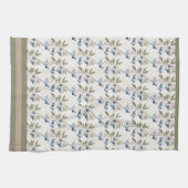 Watercolor Blueberry Pattern Winter Botanical Theedoek (Horizontaal)