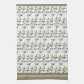 Watercolor Blueberry Pattern Winter Botanical Theedoek (Verticaal)