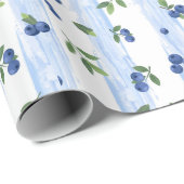 Watercolor Blueberry Pattern Wrapping Paper Cadeaupapier (Rol Hoek)
