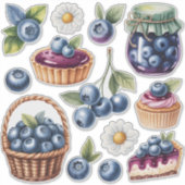 Watercolor Blueberry Treats Sticker Pack Isolated  (Voorkant)
