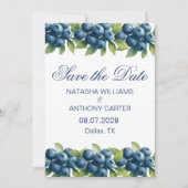 Watercolor Blueberry Wedding Save the Date Kaart (Voorkant)