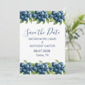 Watercolor Blueberry Wedding Save the Date Kaart (Staand voorkant)