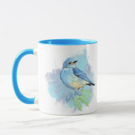 Watercolor Bluebird Pretty Blue Garden Bird Art Mok