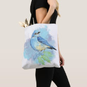 Watercolor Bluebird Pretty Blue Garden Bird Art Tote Bag (Dichtbij)