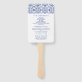 Watercolor Bluetegel Mediterraan Programma Trouwen Handwaaier (Achterkant)