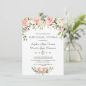 Watercolor Blush Cream Bloemen Oefendiner Kaart (Staand voorkant)