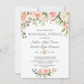 Watercolor Blush Cream Bloemen Oefendiner Kaart (Voorkant)