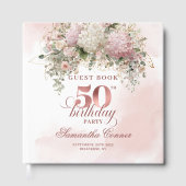 Watercolor Blush Floral Greenery 50th Birthday   Gastenboek (Voorkant)