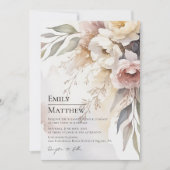 Watercolor Blush & Ivory Floral Wedding Invitation Kaart (Voorkant)