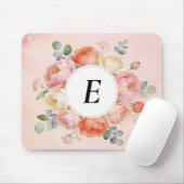 Watercolor Blush Peonies Monogrammed Mouse Pad Muismat (Met muis)