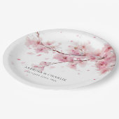 Watercolor Blush Pink Cherry Blossom Wedding Papieren Bordje (Gekanteld)