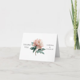 Watercolor Blush Pink Peony Elegant Floral Bedankkaart