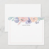 Watercolor Blush Pink Purple Floral Personalized Notitiekaartje (Voorkant / Achterkant)