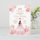 Watercolor Blush Pink Ribbon Bows Mis Quince Kaart (Staand voorkant)