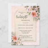 Watercolor Blush Pink Roses Bachelorette Weekend Kaart (Voorkant)