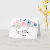 Watercolor Blush Pink Roses Happy Birthday Kaart (Gele Bloem)