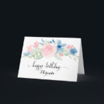 Watercolor Blush Pink Roses Happy Birthday Kaart<br><div class="desc">Watercolor Blush Pink Roses Happy Birthday Card</div>