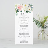 Watercolor Blush Pink & White Bloom Floral Wedding Menu (Staand voorkant)