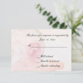 Watercolor Blush Roos | Trouwreactiekaart RSVP Kaartje (Staand voorkant)