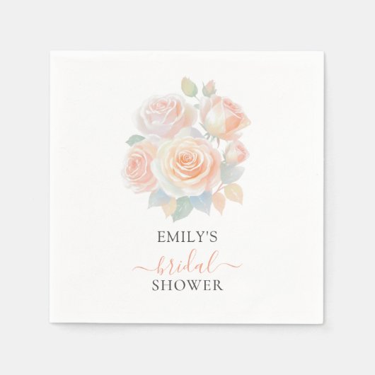 Watercolor Blush Rose Gold Garden Bridal Shower Servet (Voorkant)