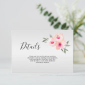 Watercolor Blush Roze Grijze Bloemige Trouw DETAIL Informatiekaartje (Staand voorkant)