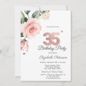 Watercolor Blush Rozen 35e Verjaardag Kaart (Voorkant)